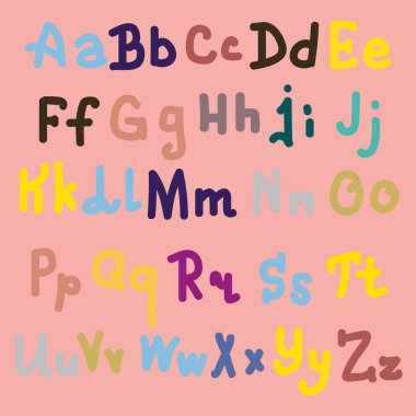 Elle çizilmiş alfabe. Boyalı harfleri fırça. El yazı ve özel tipografi tasarımları logo ve afiş, davetiye ve kartları için