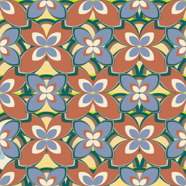 Çiçekler, vektör çizim ile çok renkli geometrik seamless modeli 