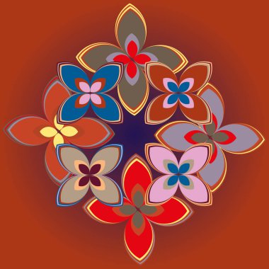 Çiçekler, vektör çizim ile çok renkli geometrik seamless modeli 