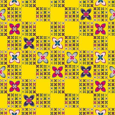 Çiçekler, vektör çizim ile çok renkli geometrik seamless modeli 