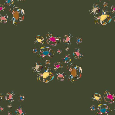 Yengeçler, vektör çizim ile yaz arka plan 