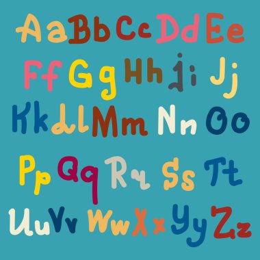 Elle çizilmiş alfabe. Boyalı harfleri fırça. El yazı ve özel tipografi tasarımları logo ve afiş, davetiye ve kartları için