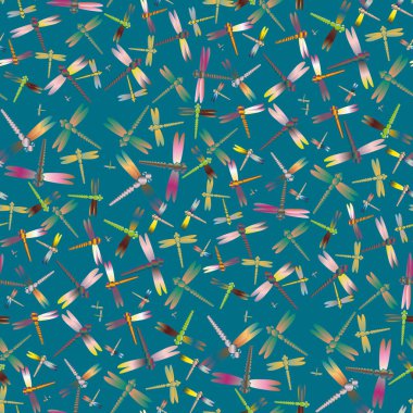 Dekoratif renkli seamless modeli yusufçuk, vektör çizim ile     