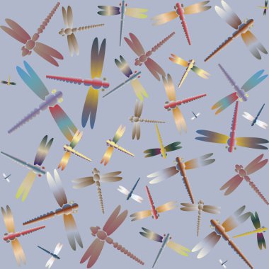 Dekoratif renkli seamless modeli yusufçuk, vektör çizim ile     