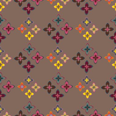 Çiçekler, vektör çizim ile çok renkli geometrik seamless modeli 