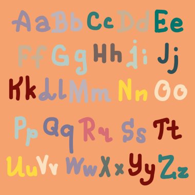 Elle çizilmiş alfabe. Boyalı harfleri fırça. El yazı ve özel tipografi tasarımları logo ve afiş, davetiye ve kartları için