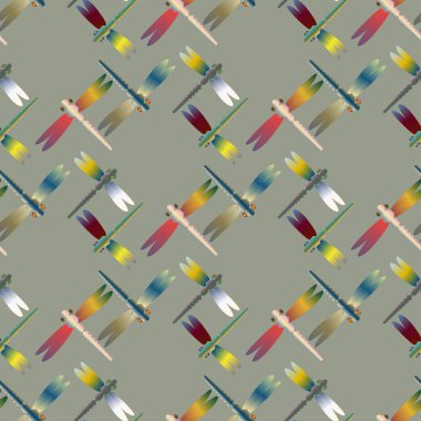 Dekoratif renkli seamless modeli yusufçuk, vektör çizim ile     