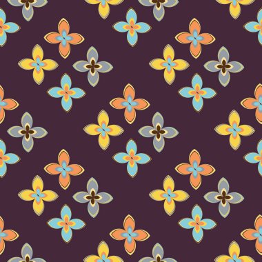 Çiçekler, vektör çizim ile çok renkli geometrik seamless modeli 