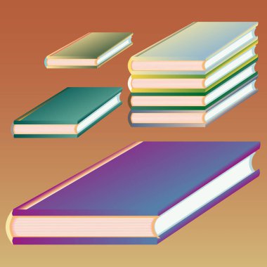 Renkli kitap yığını. Vektör çizim