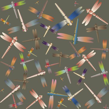 Dekoratif renkli seamless modeli ile şirin yusufçuk