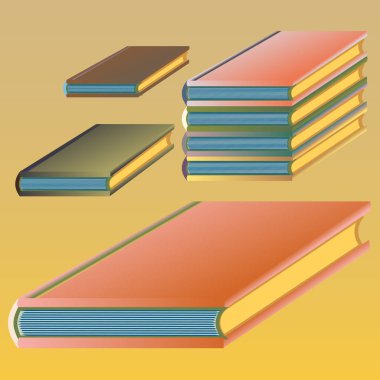 Renkli kitap yığını. Vektör çizim