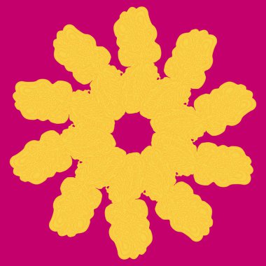 Basit renkli soyut mandala. Parlak dairesel süsleme basit şekiller oluşur. 