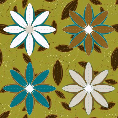 Çiçekler, vektör çizim ile çok renkli geometrik seamless modeli 