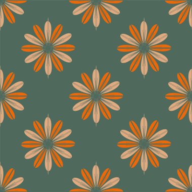 Çiçekler, vektör çizim ile çok renkli geometrik seamless modeli 