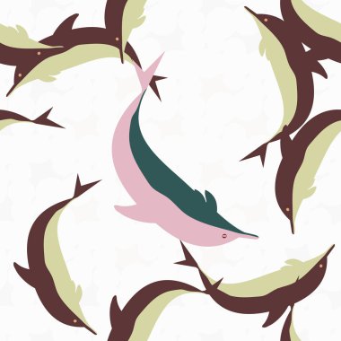 Yunuslar su altında çizim arka planı için bir sürü ile sorunsuz doku