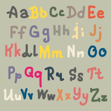 Elle çizilmiş alfabe. Boyalı harfleri fırça. El yazı ve özel tipografi tasarımları logo ve afiş, davetiye ve kartları için