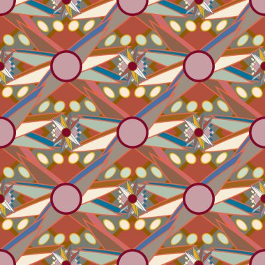 Çiçekler, vektör çizim ile çok renkli geometrik seamless modeli 