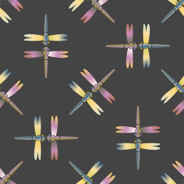 Dekoratif renkli seamless modeli ile şirin yusufçuk