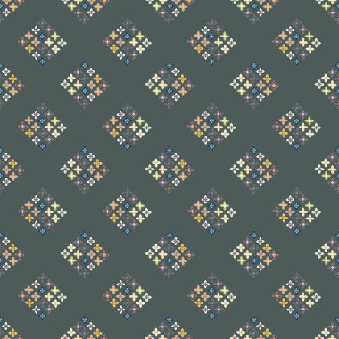 Çiçekler, vektör çizim ile çok renkli geometrik seamless modeli 