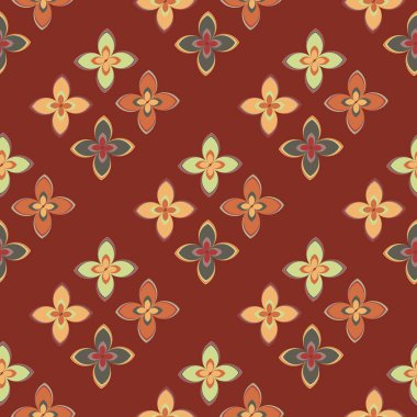 Çiçekler, vektör çizim ile çok renkli geometrik seamless modeli 