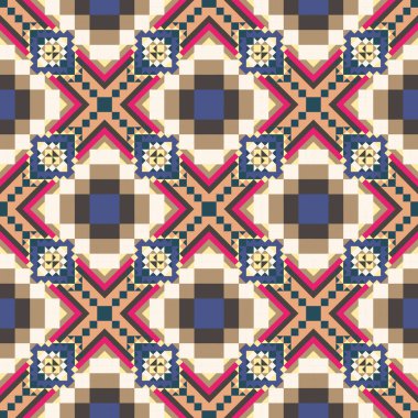 Geometrik etnik desen sorunsuz tasarım arka plan veya duvar kağıdı için