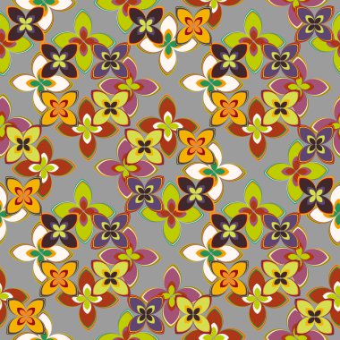 Çiçekler, vektör çizim ile çok renkli geometrik seamless modeli 