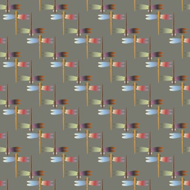 Dekoratif renkli seamless modeli ile şirin yusufçuk