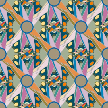 Çiçekler, vektör çizim ile çok renkli geometrik seamless modeli 