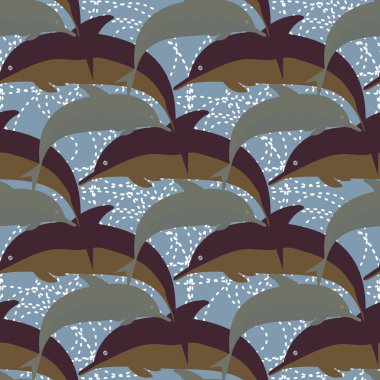 Yunuslar su altında çizim arka planı için bir sürü ile sorunsuz doku