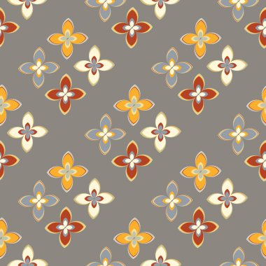 Çiçekler, vektör çizim ile çok renkli geometrik seamless modeli 