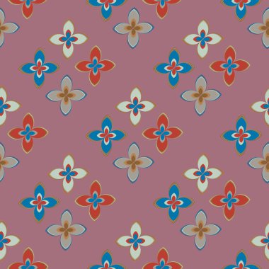 Çiçekler, vektör çizim ile çok renkli geometrik seamless modeli 