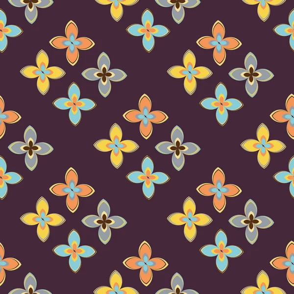 Çiçekler, vektör çizim ile çok renkli geometrik seamless modeli 