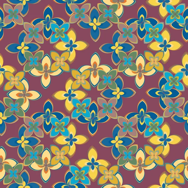 Çiçekler, vektör çizim ile çok renkli geometrik seamless modeli 