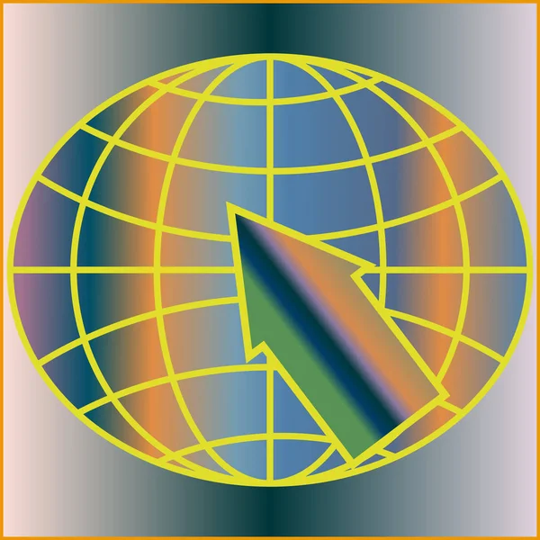 带指针的地球 Seo 和浏览器开发符号 — 图库矢量图片