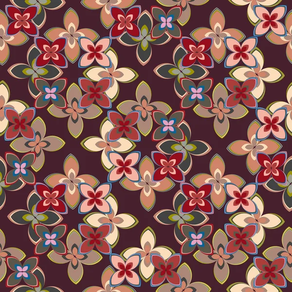 Çiçekler, vektör çizim ile çok renkli geometrik seamless modeli 