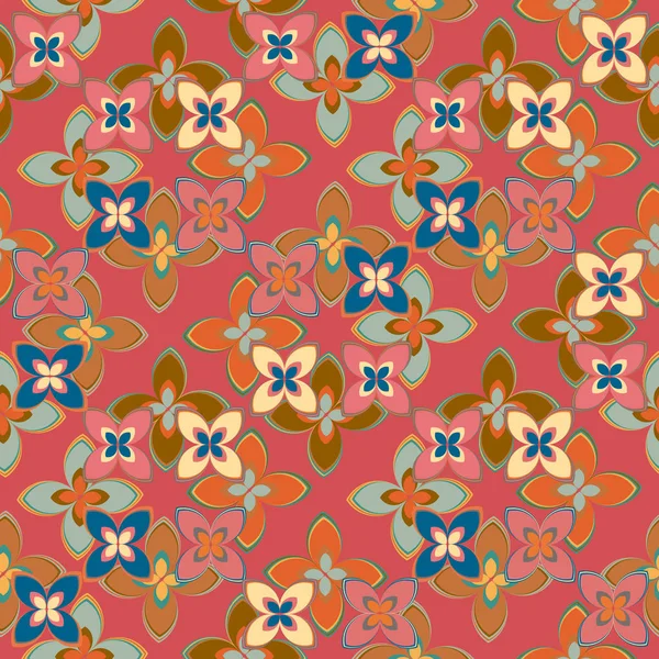 Çiçekler, vektör çizim ile çok renkli geometrik seamless modeli 