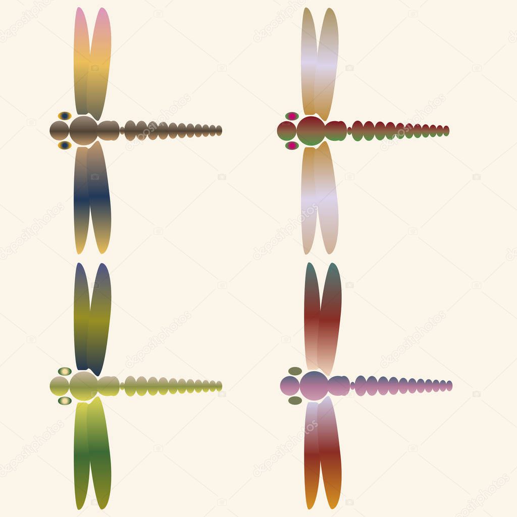 Decorative colored seamless pattern with cute dragonflies