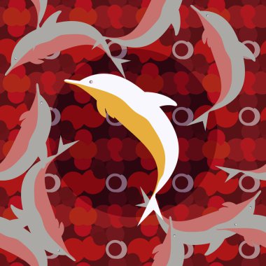 Yunuslar su altında çizim arka planı için bir sürü ile sorunsuz doku