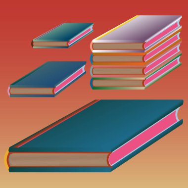 Renkli kitap yığını. Vektör çizim