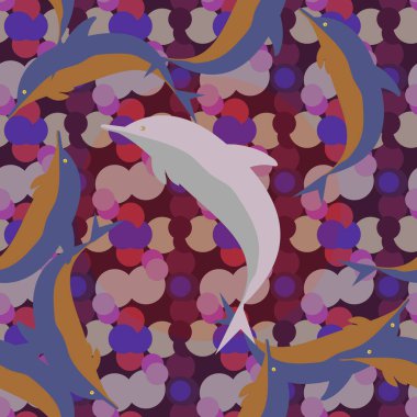 Yunuslar su altında çizim arka planı için bir sürü ile sorunsuz doku