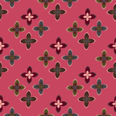 Çiçekler, vektör çizim ile çok renkli geometrik seamless modeli 