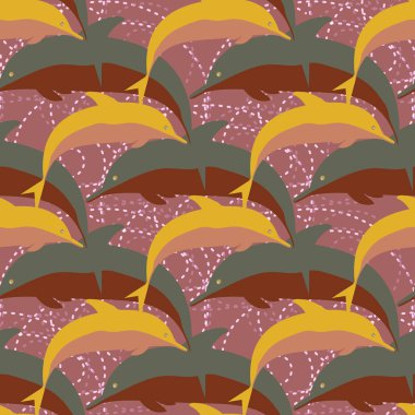 Yunuslar su altında çizim arka planı için bir sürü ile sorunsuz doku