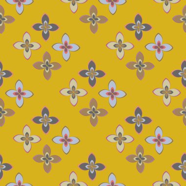 Çiçekler, vektör çizim ile çok renkli geometrik seamless modeli 