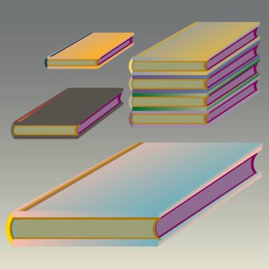 Renkli kitap yığını. Vektör çizim