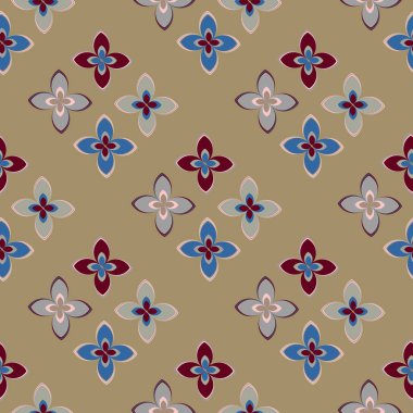 Çiçekler, vektör çizim ile çok renkli geometrik seamless modeli 