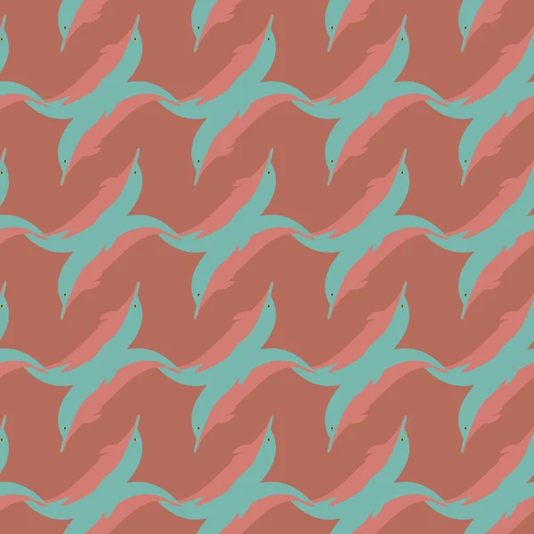 Nahtlose Textur Mit Einem Schwarm Delfine Unter Wasser Illustration Zum — Stockvektor