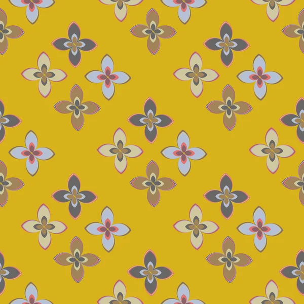 Motif Géométrique Multicolore Sans Couture Avec Des Fleurs Illustration Vectorielle — Image vectorielle