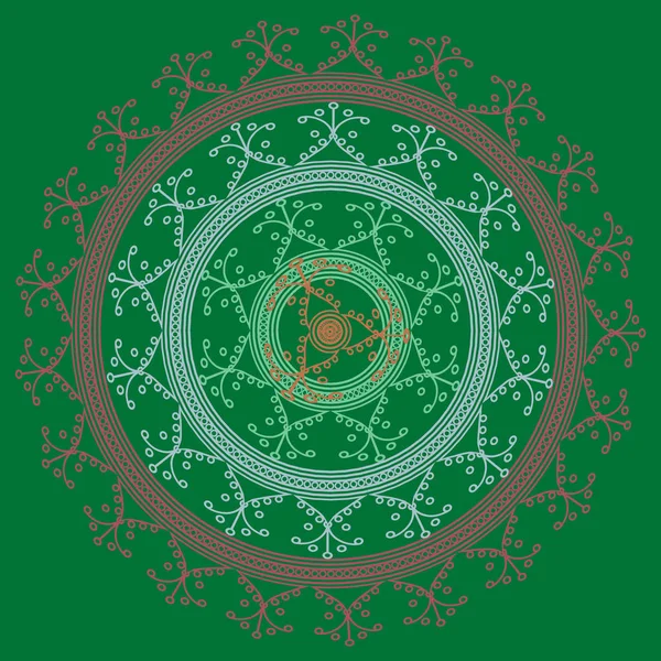 Jednoduché Barevné Abstraktní Mandala Skládá Jednoduchých Tvarů Světlé Kruhový Ornament — Stockový vektor