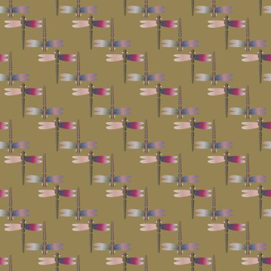 Dekoratif renkli seamless modeli ile şirin yusufçuk