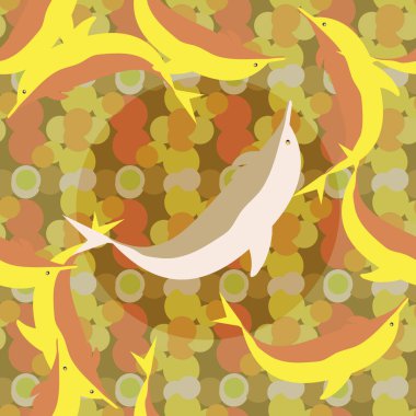 Yunuslar su altında çizim arka planı için bir sürü ile sorunsuz doku